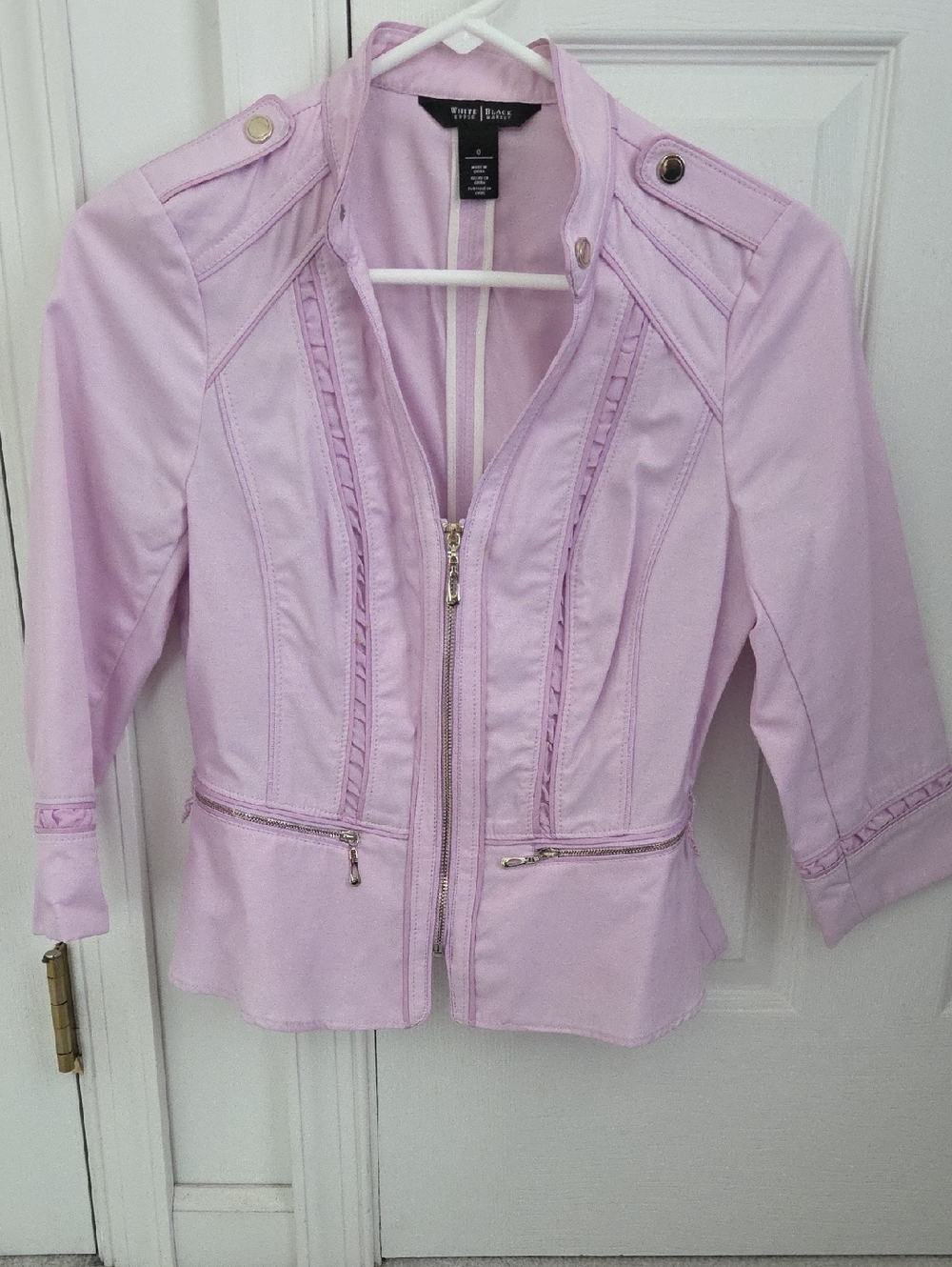 White House Black Market Pink/Lilac Pleated Jacket Size 0